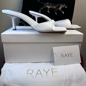 RAYE x Emma Rose Jocey Mule in White Nappa wedding reception kitten heel